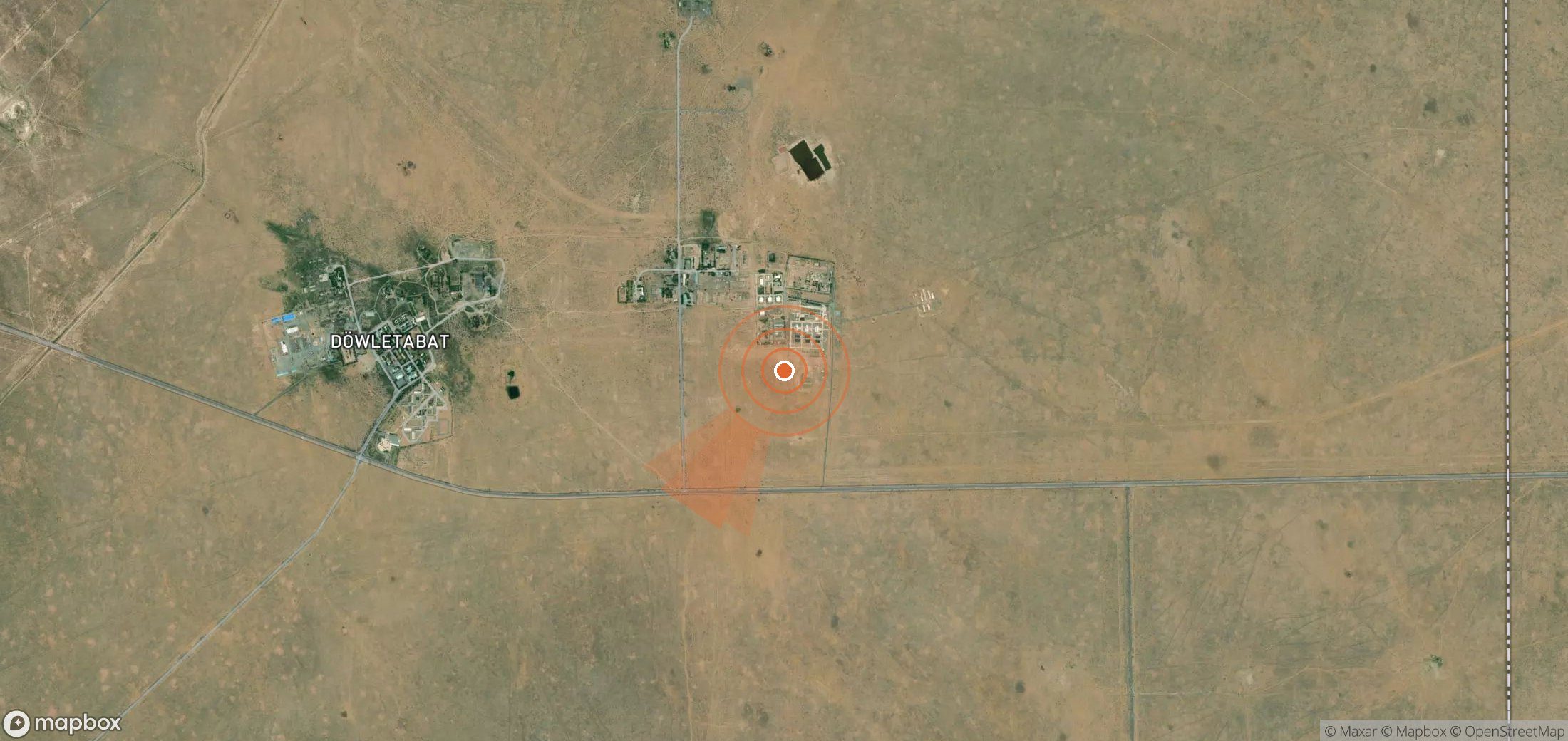 Mapa satelital de plumas de metano en Turkmenistán