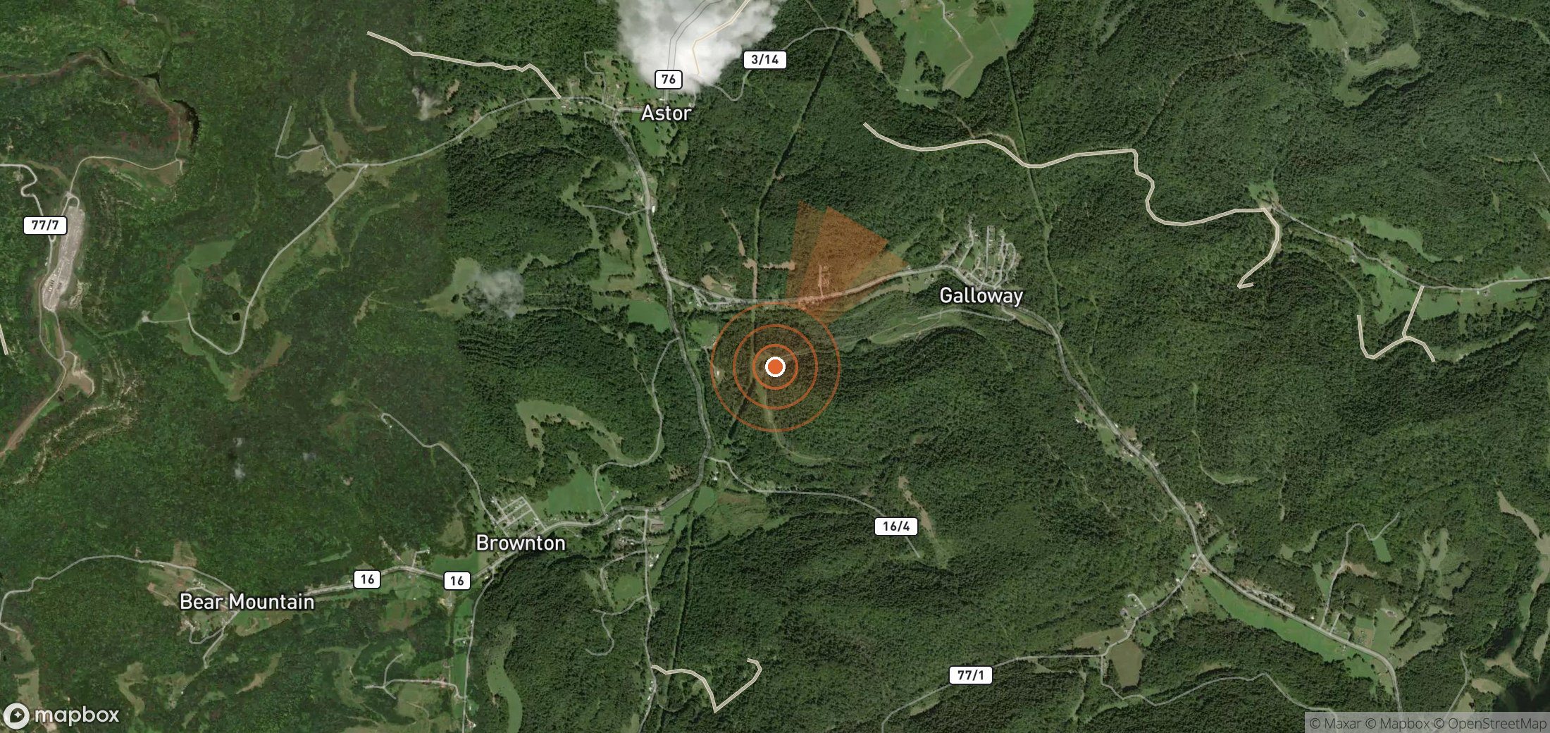 Satellite map of methane plume locations in United States