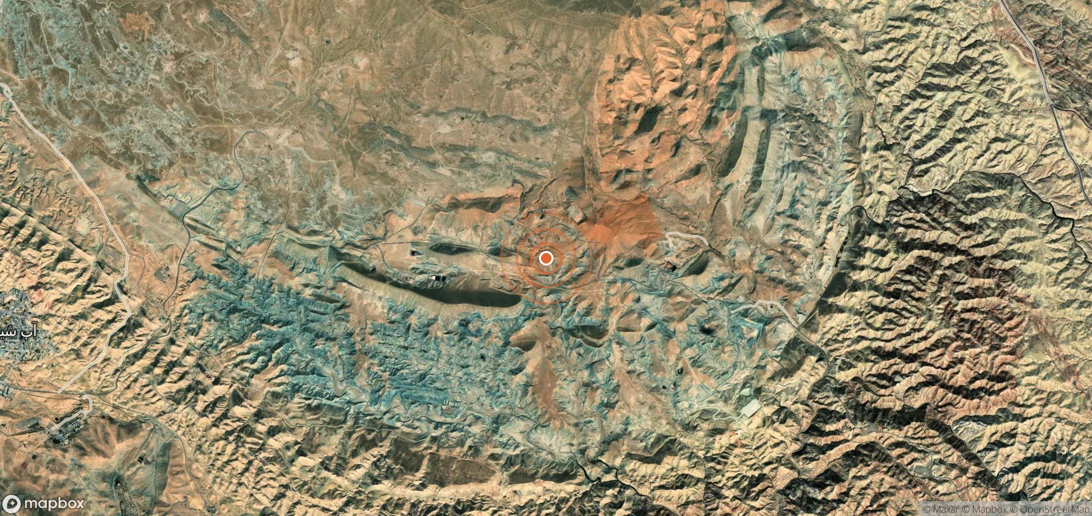 Satellite map of methane plume locations in Iran