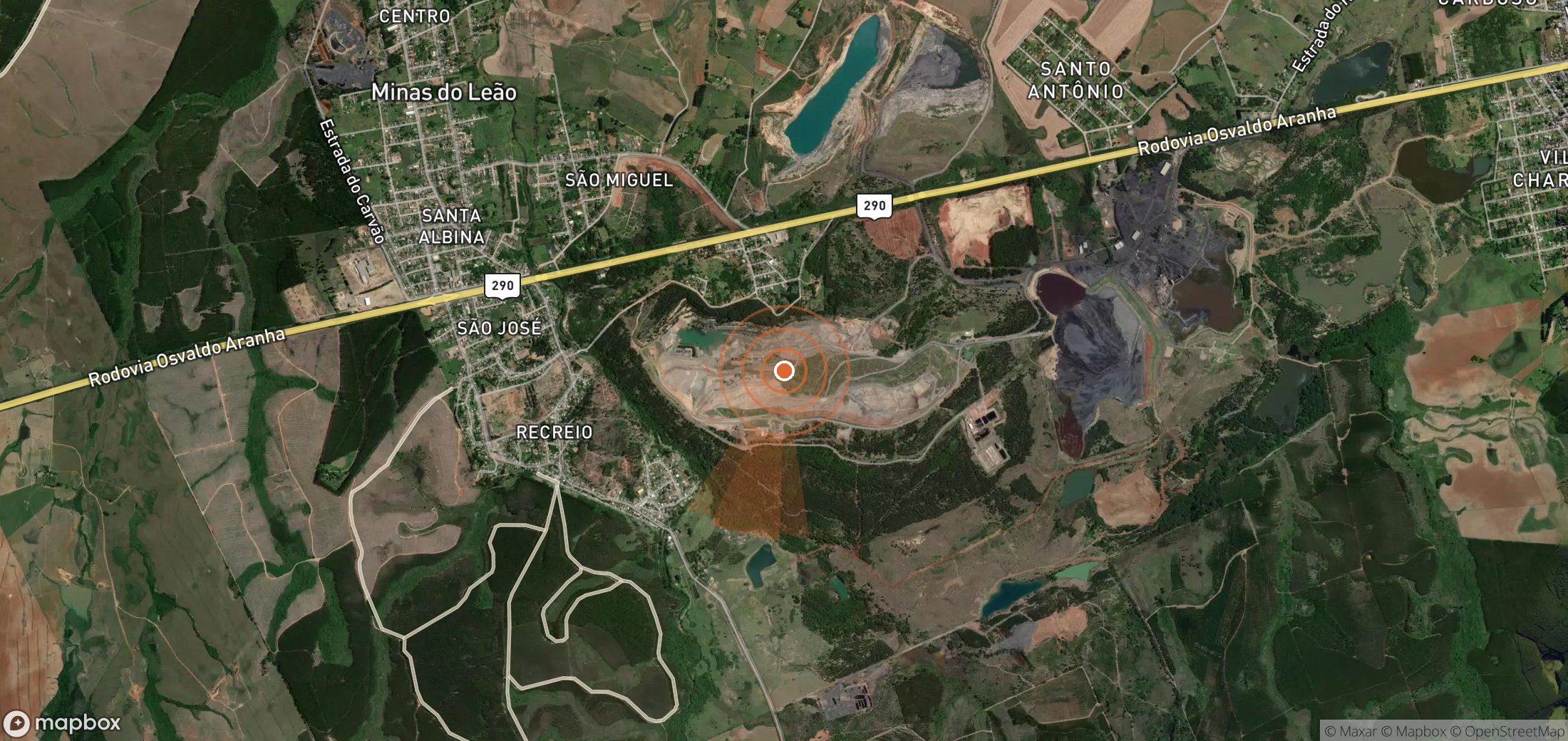 Satellite map of methane plume locations in Brazil