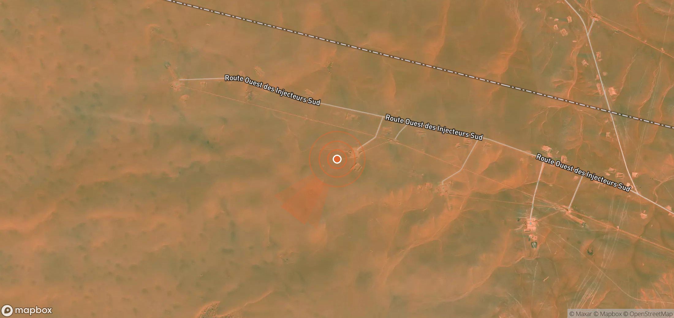 Satellite map of methane plume locations in Algeria