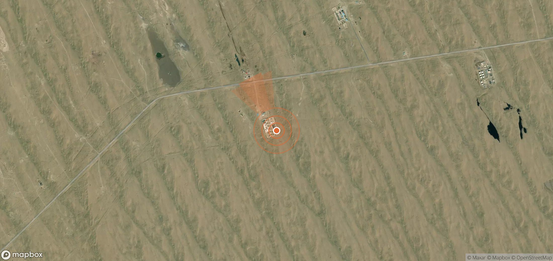 Mapa satelital de plumas de metano en Turkmenistán