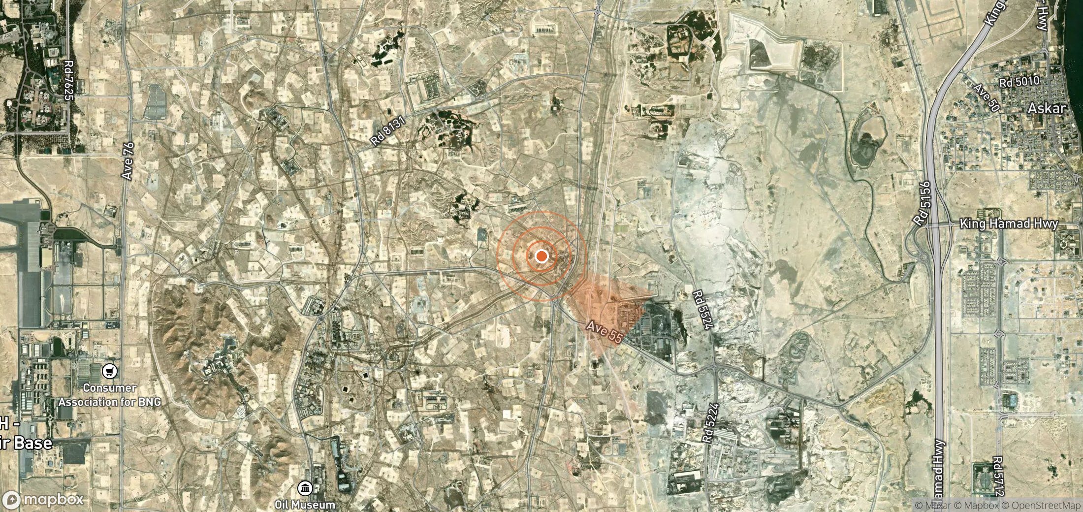 Mapa satelital de plumas de metano en Baréin