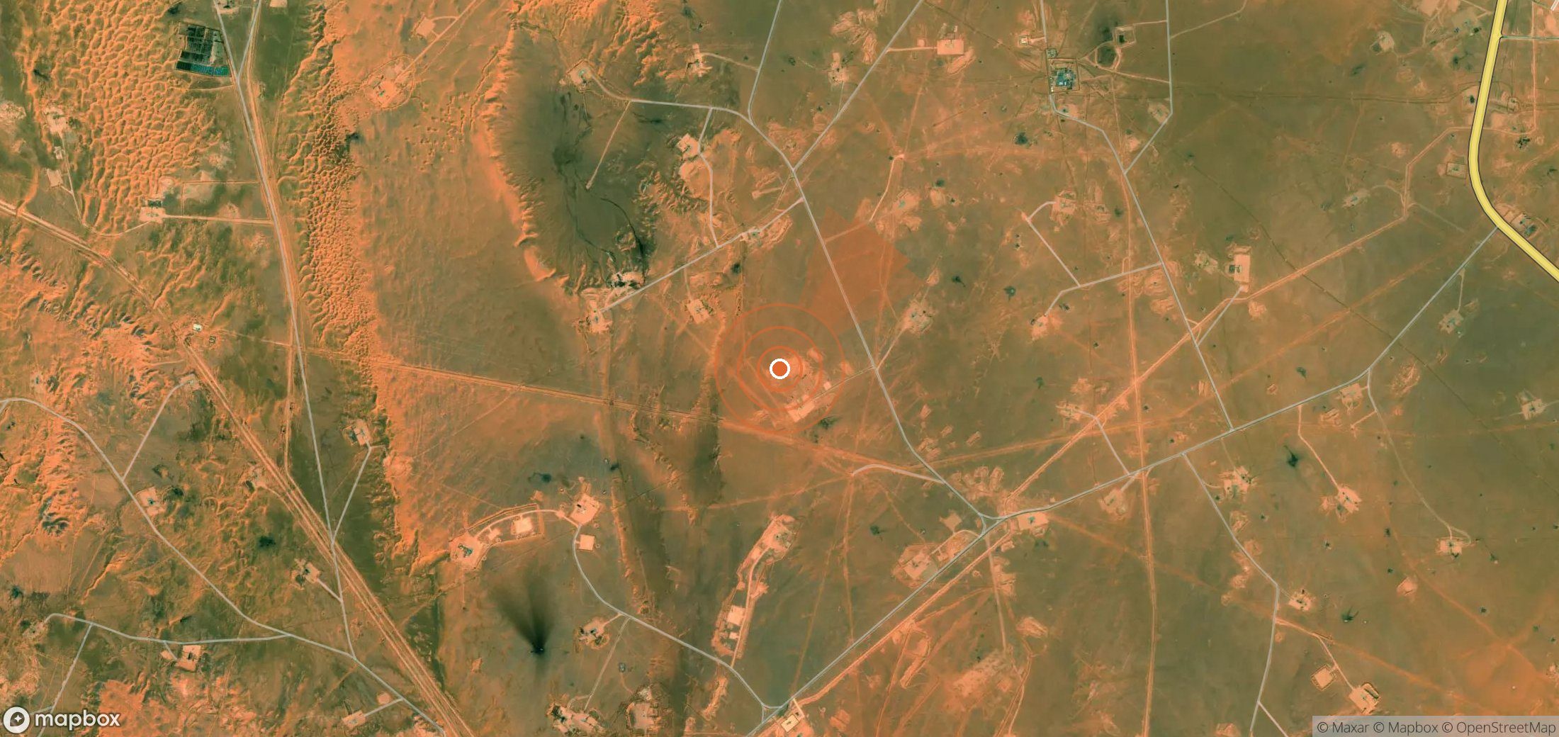 Satellite map of methane plume locations in Algeria