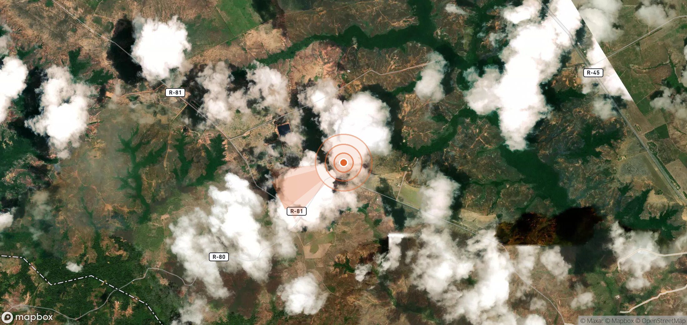 Satellite map of methane plume locations in Venezuela