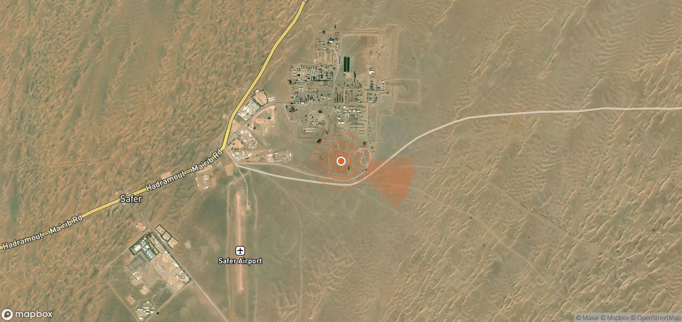 Satellite map of methane plume locations in Yemen