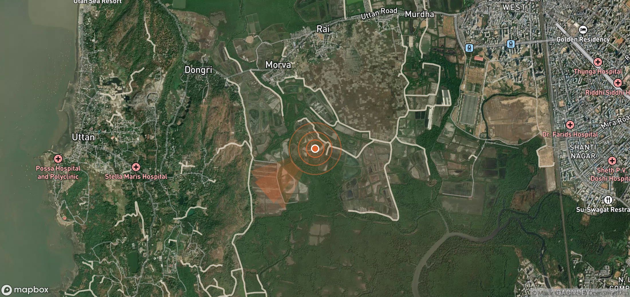 Satellite map of methane plume locations in India