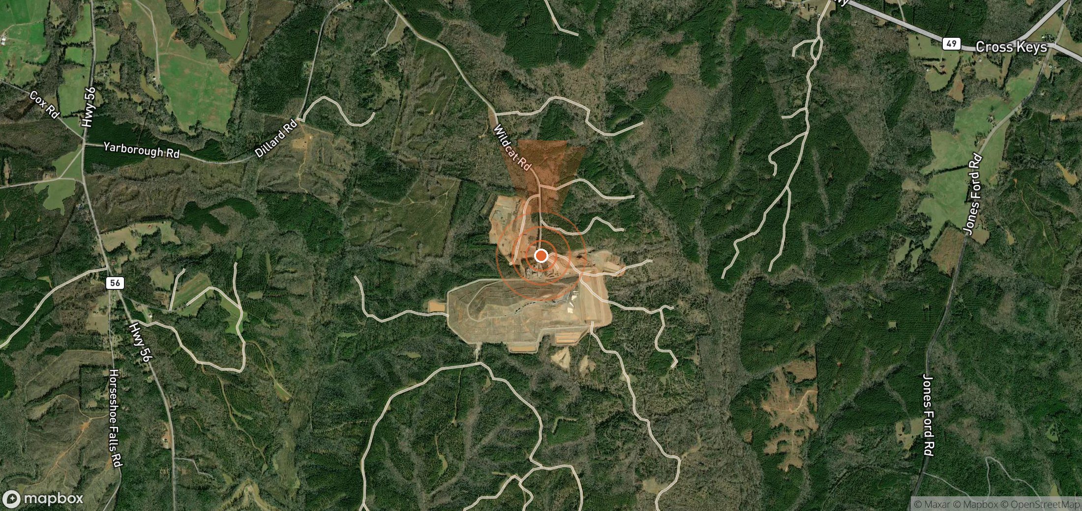 Satellite map of methane plume locations in United States