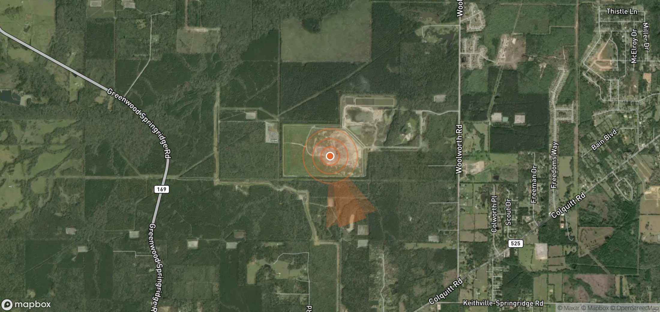 Satellite map of methane plume locations in United States