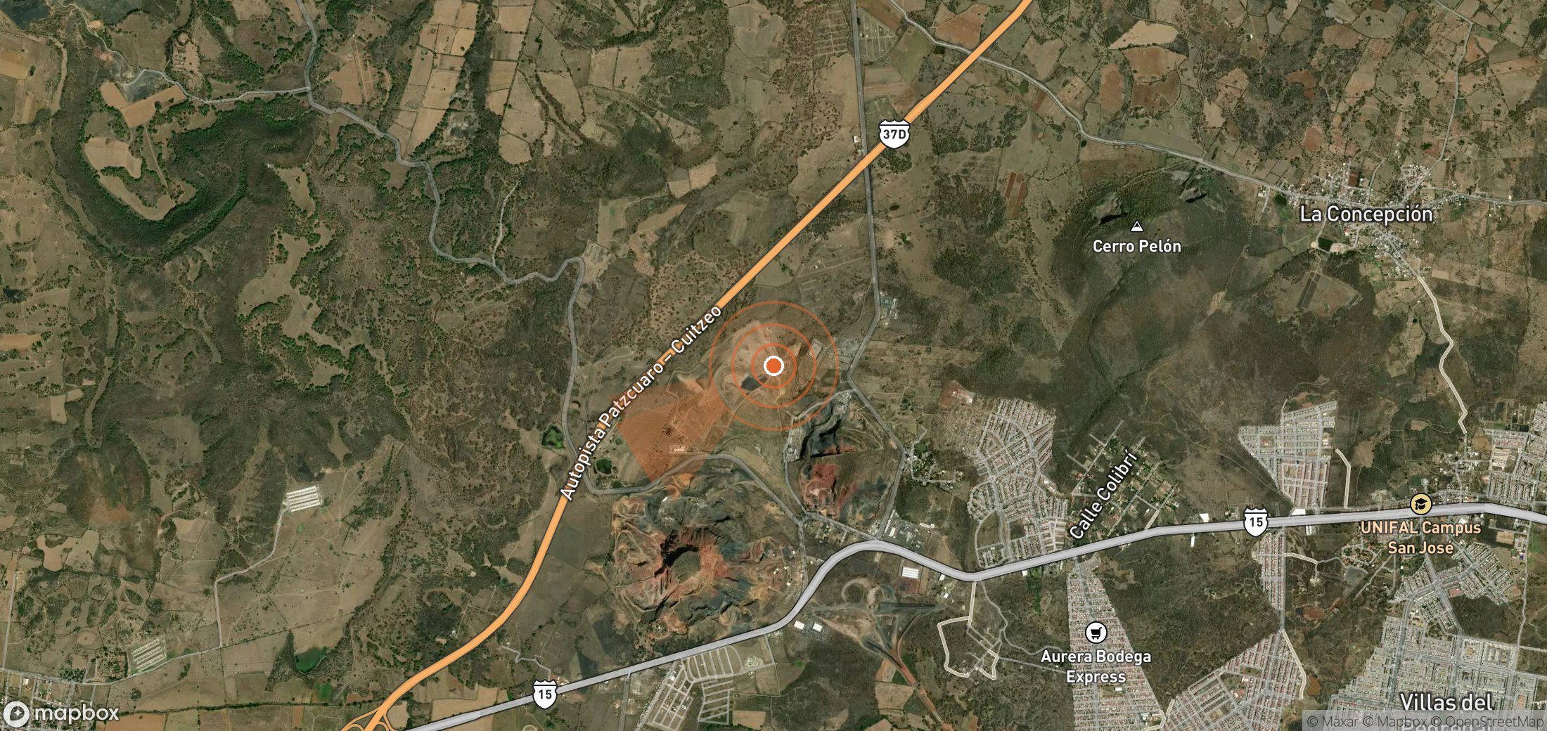 Satellite map of methane plume locations in Mexico