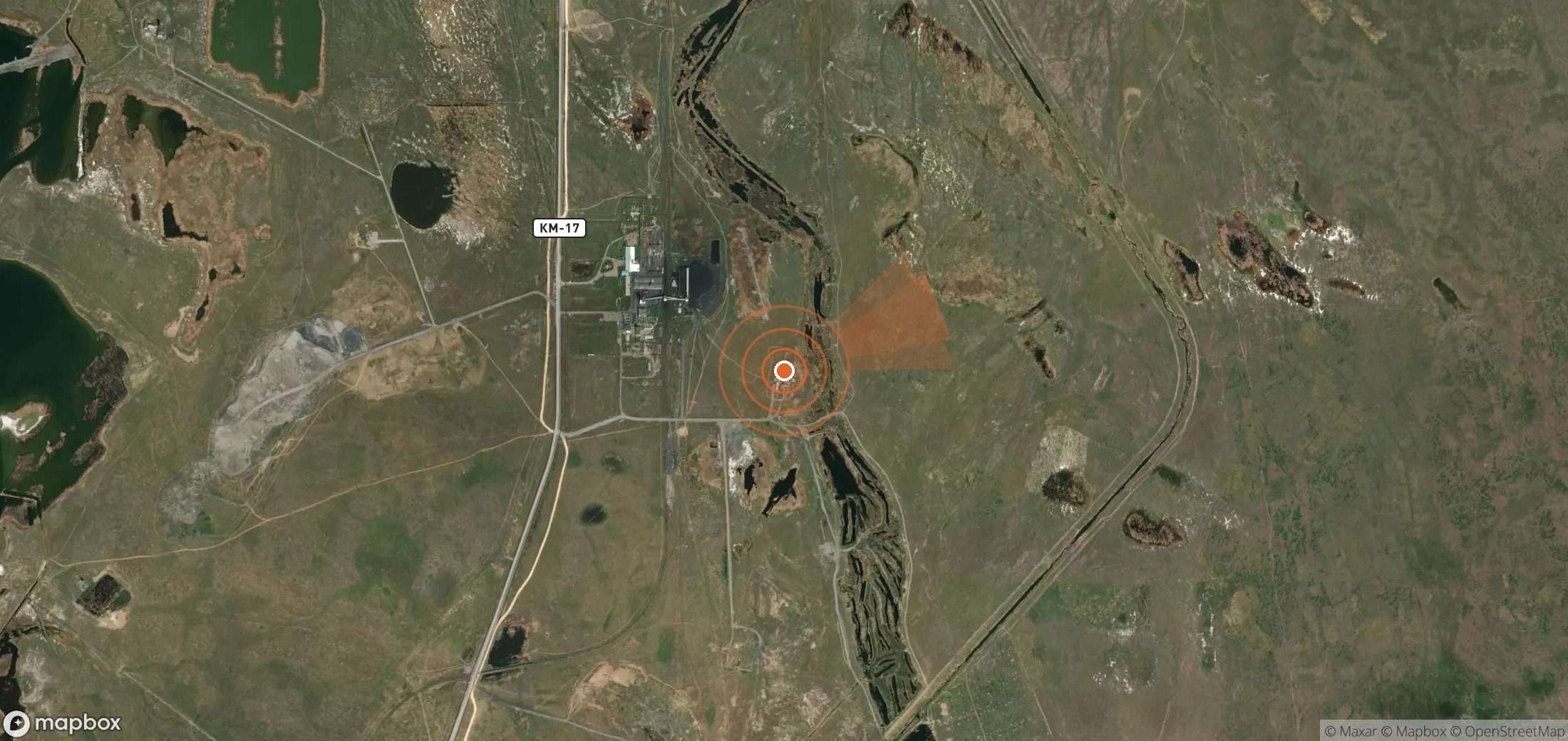Satellite map of methane plume locations in Kazakhstan