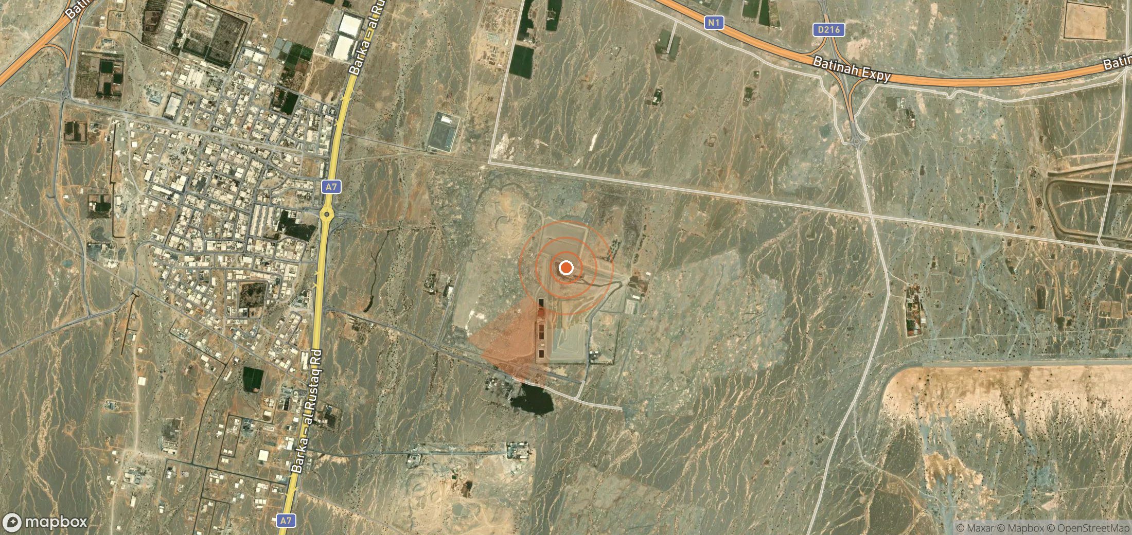 Mapa satelital de plumas de metano en Omán