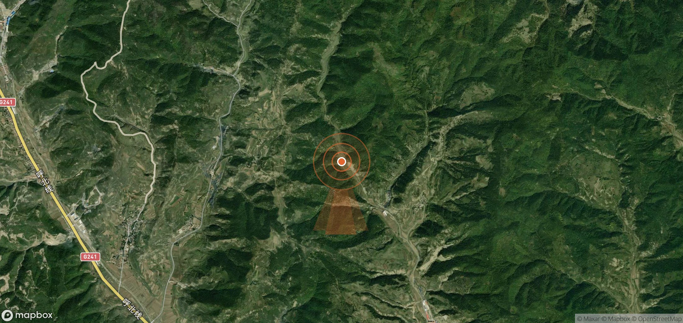 Satellite map of methane plume locations in China