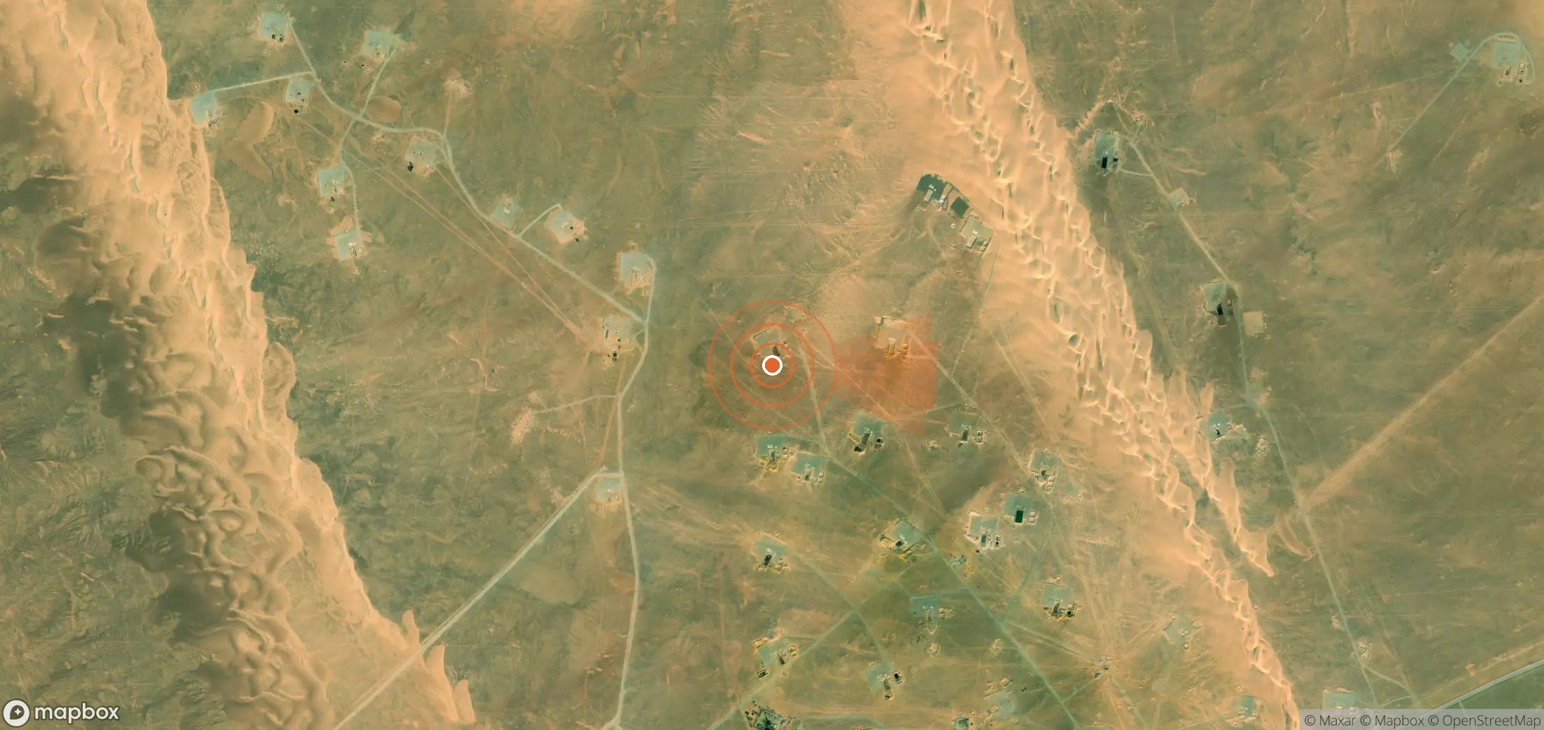 Satellite map of methane plume locations in Egypt