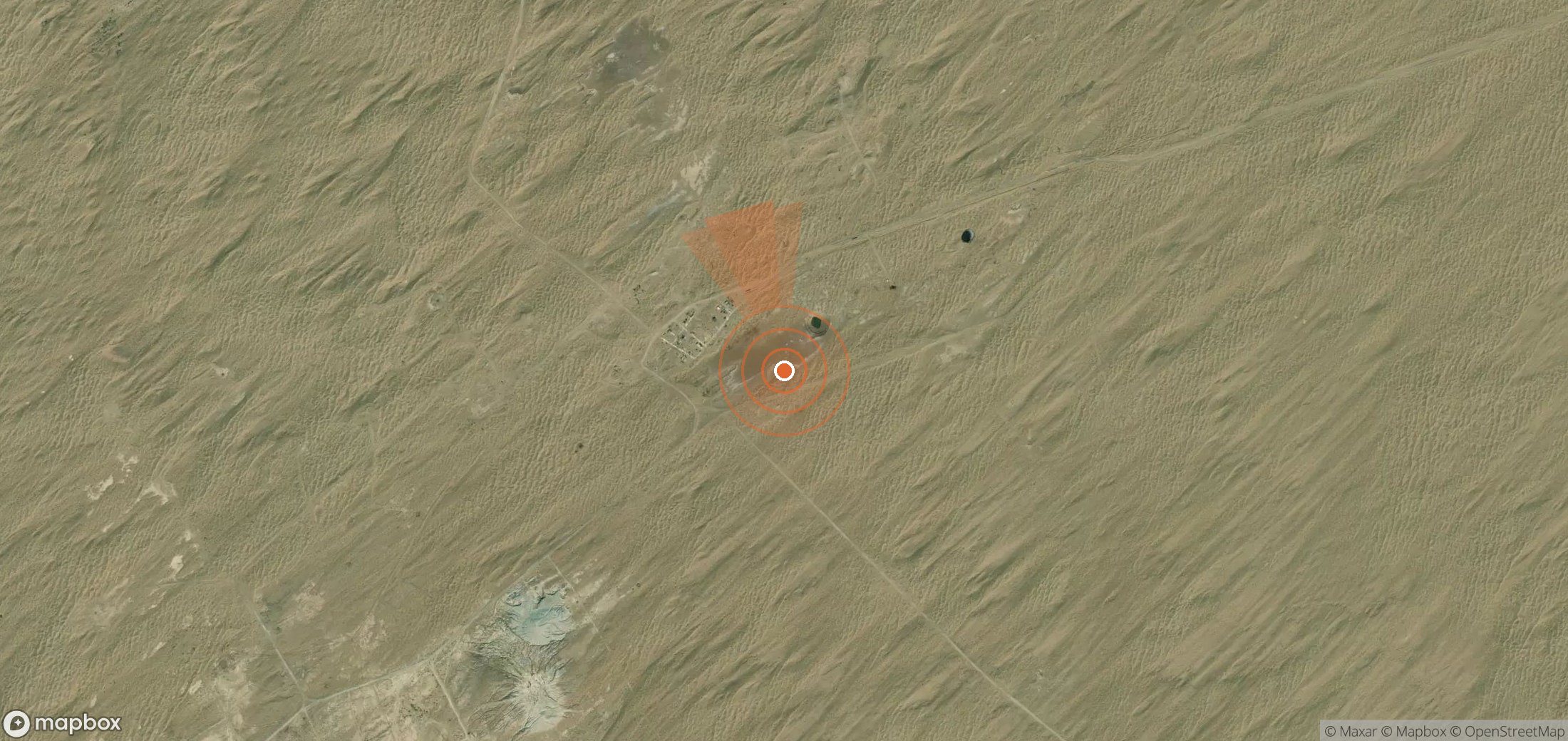 Satellite map of methane plume locations in Turkmenistan