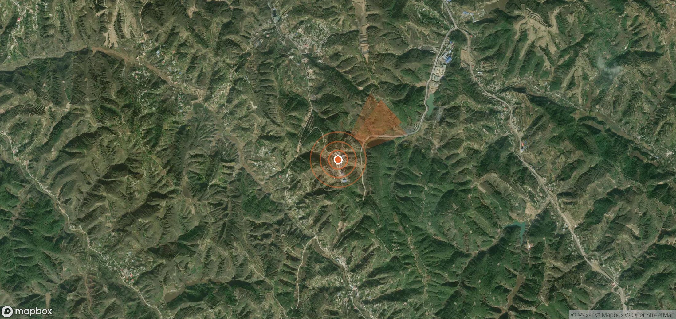 Mapa satelital de plumas de metano en China