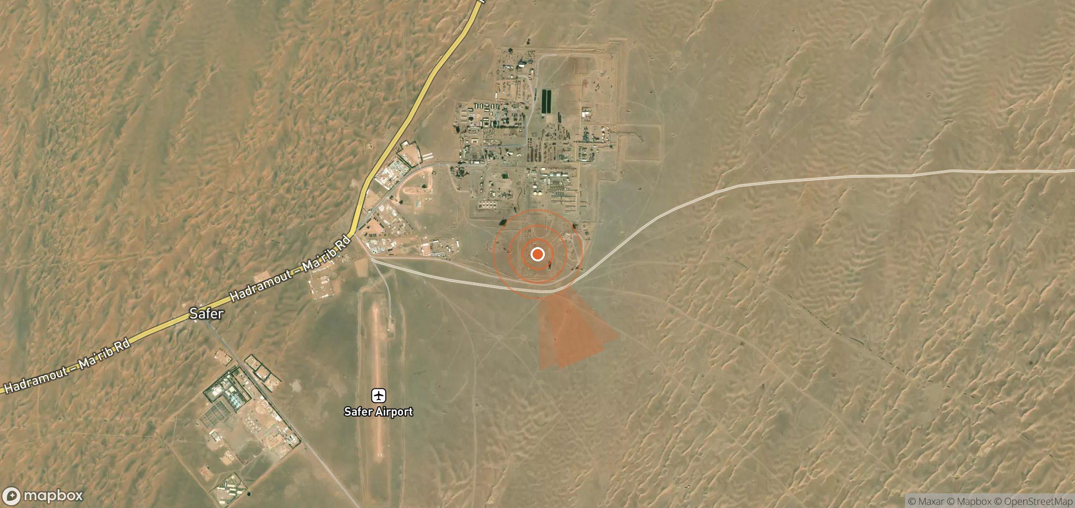 Mapa satelital de plumas de metano en Yemen