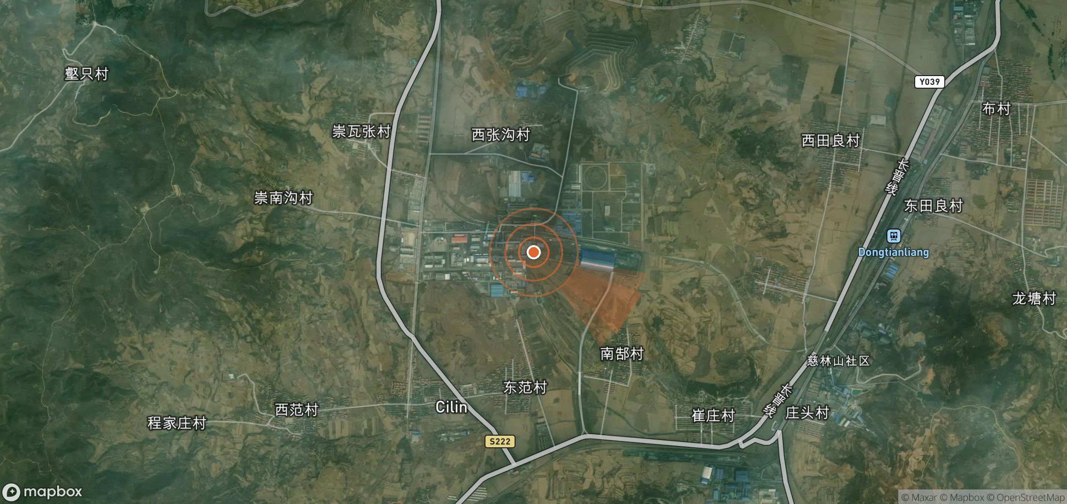 Mapa satelital de plumas de metano en China