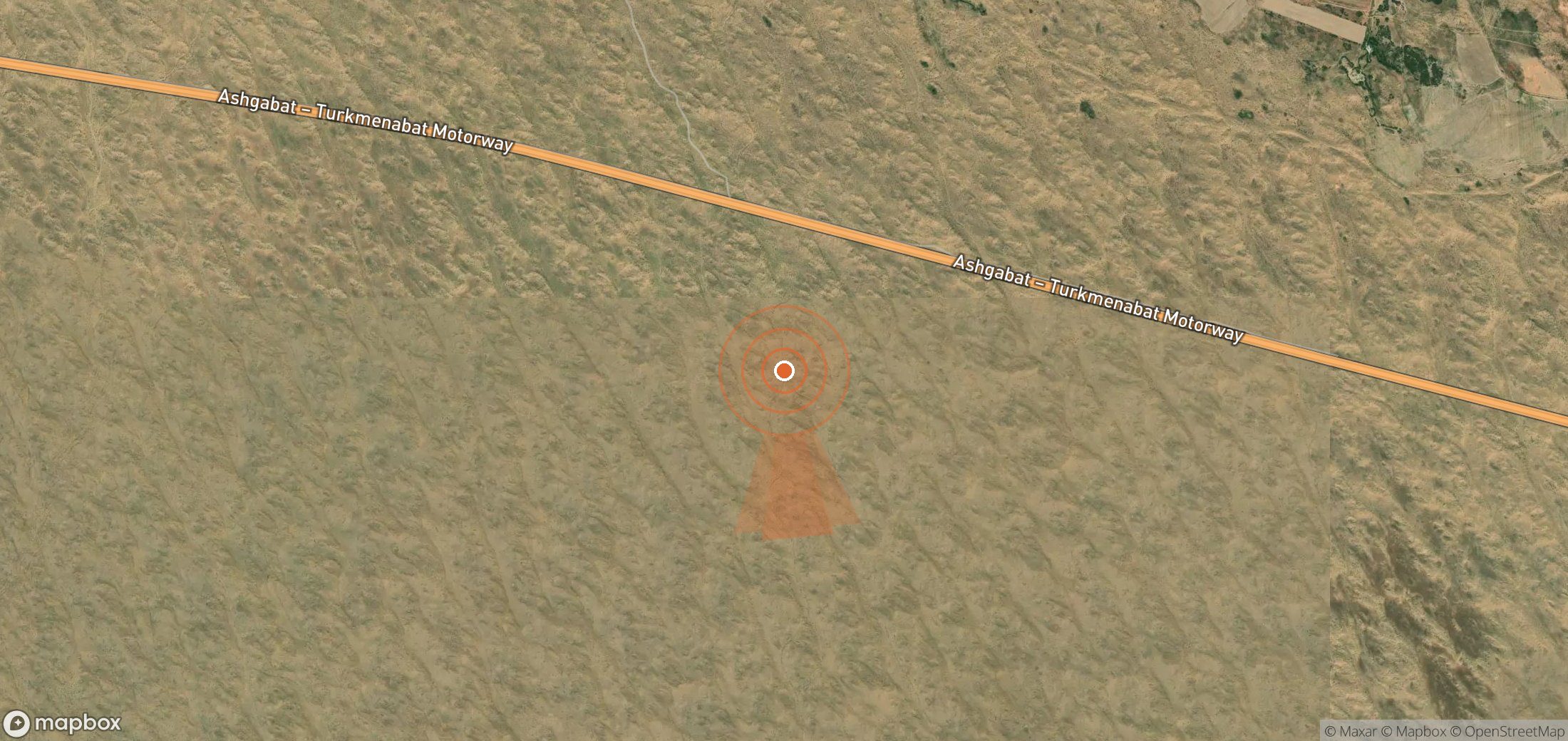 Satellite map of methane plume locations in Turkmenistan