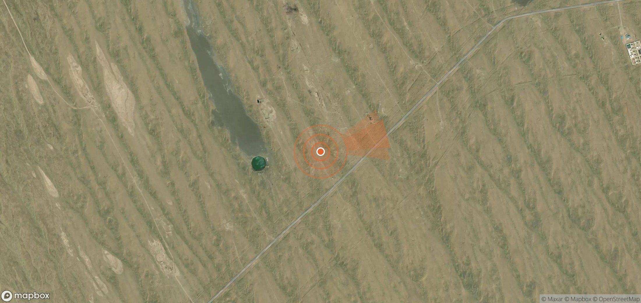 Mapa satelital de plumas de metano en Turkmenistán