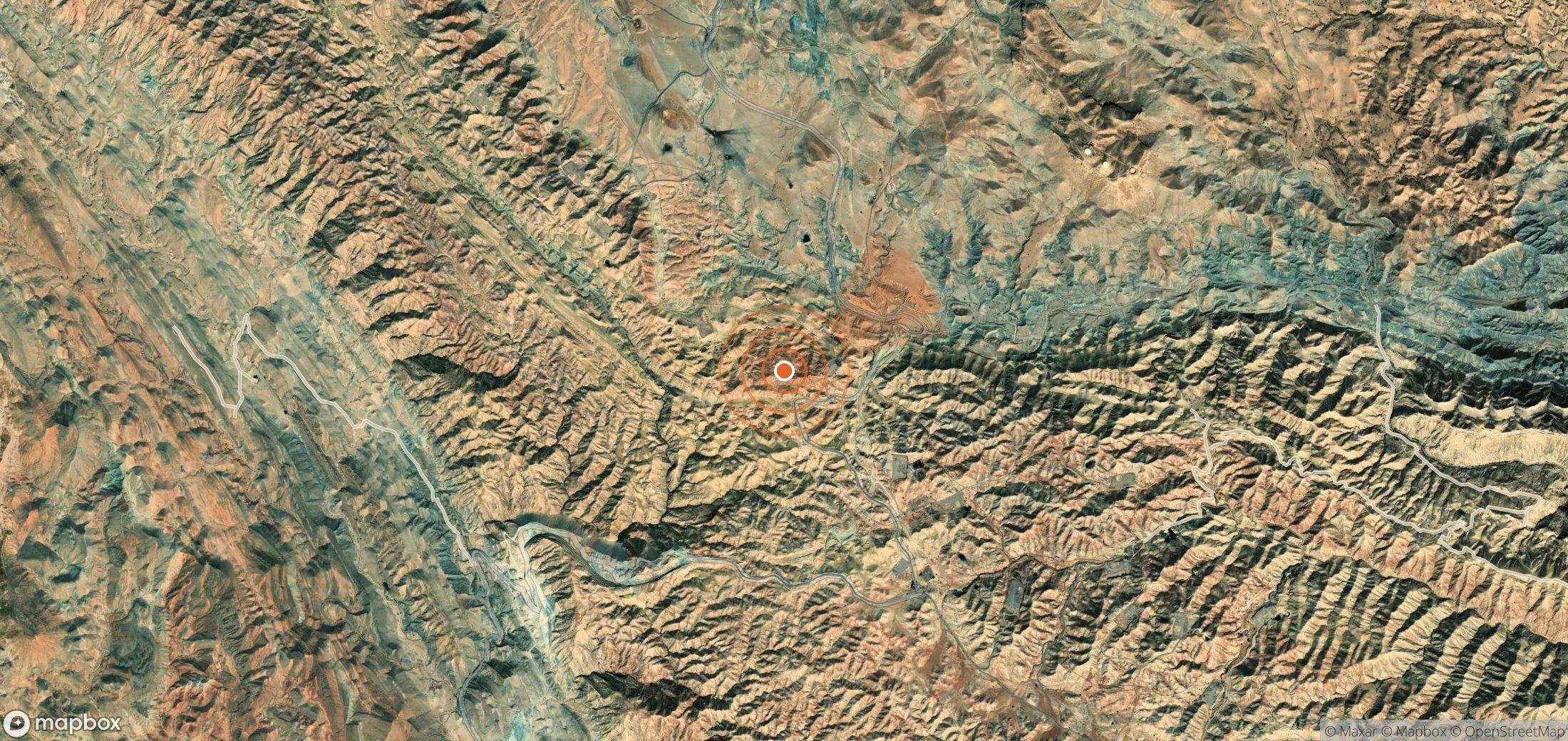 Satellite map of methane plume locations in Iran