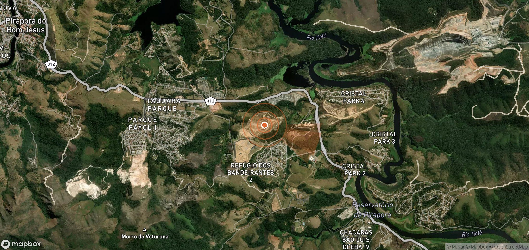 Satellite map of methane plume locations in Brazil