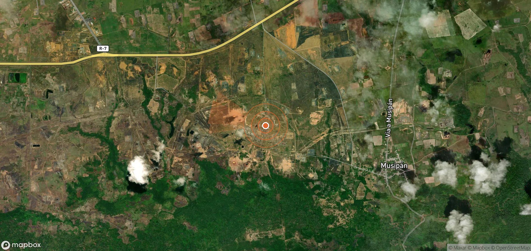 Satellite map of methane plume locations in Venezuela
