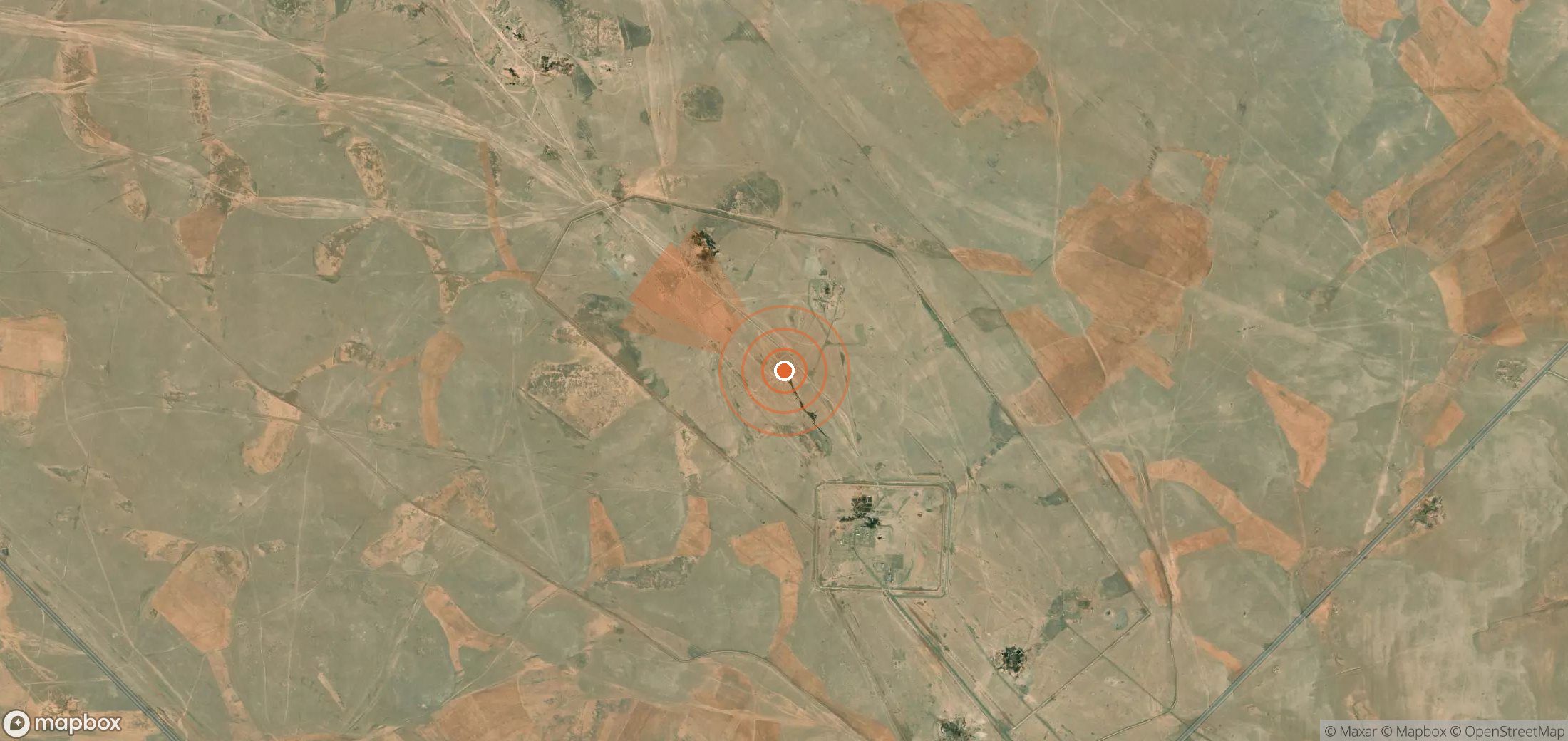 Satellite map of methane plume locations in Syria