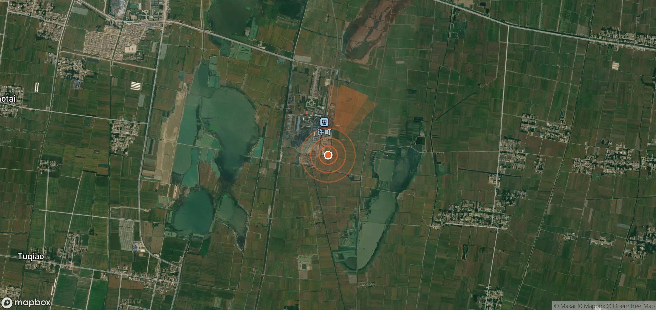 Satellite map of methane plume locations in China