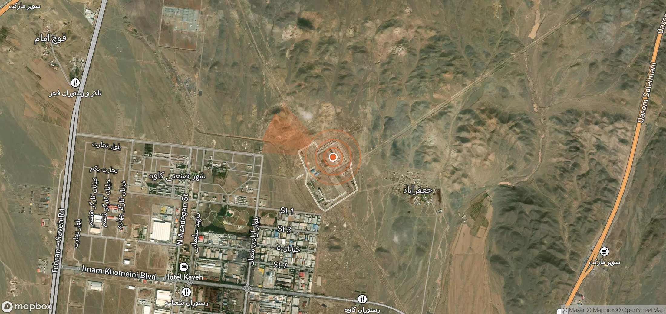 Satellite map of methane plume locations in Iran