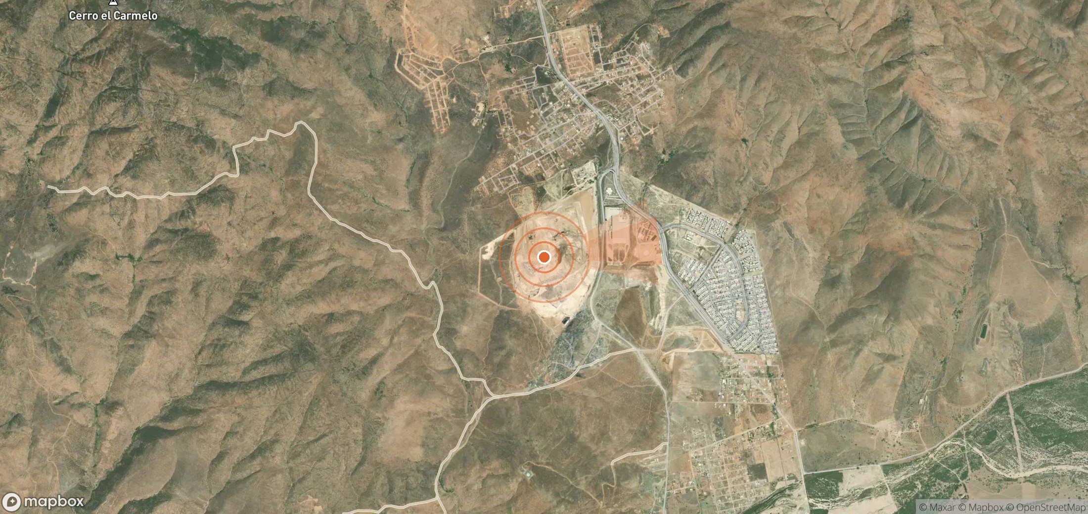 Satellite map of methane plume locations in Mexico