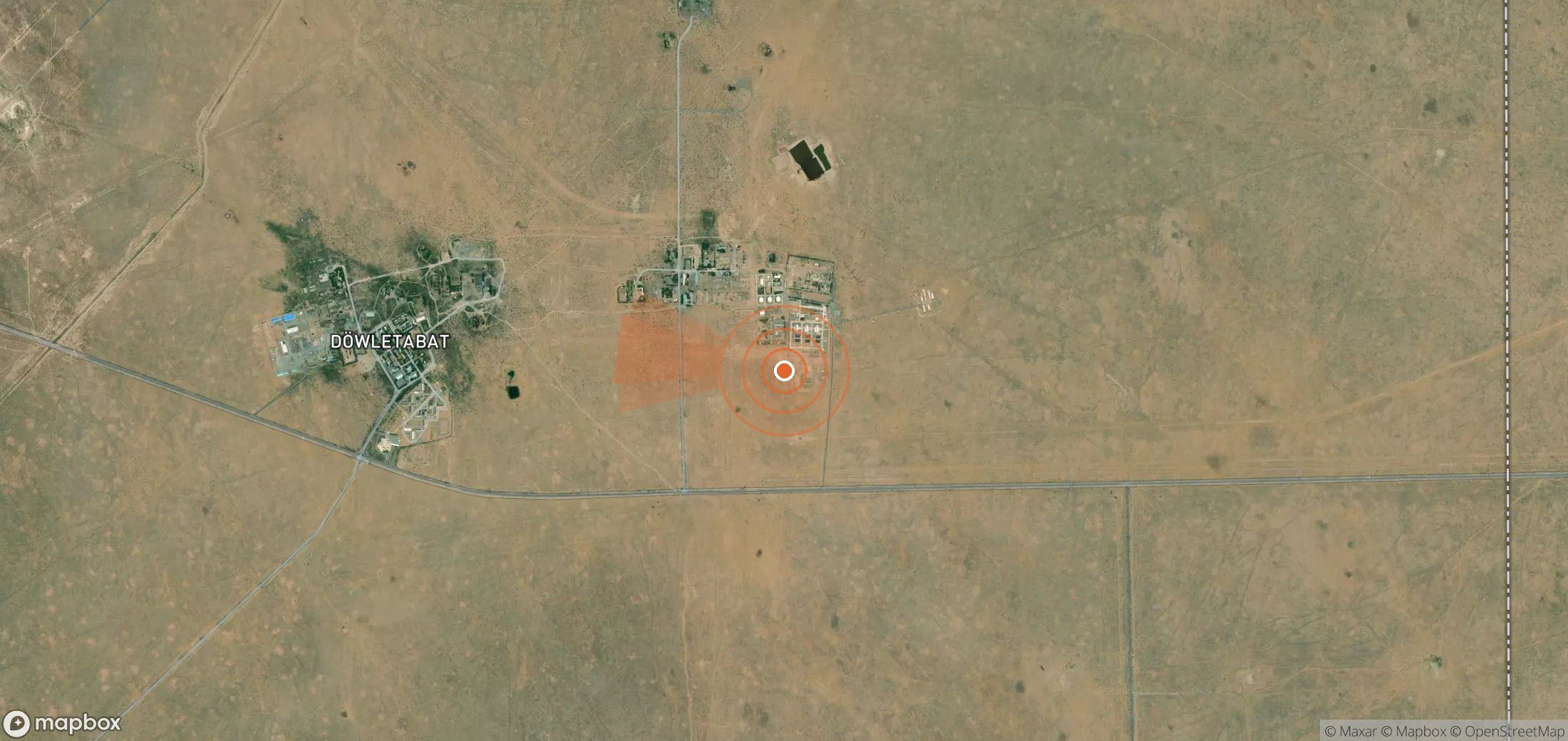 Mapa satelital de plumas de metano en Turkmenistán