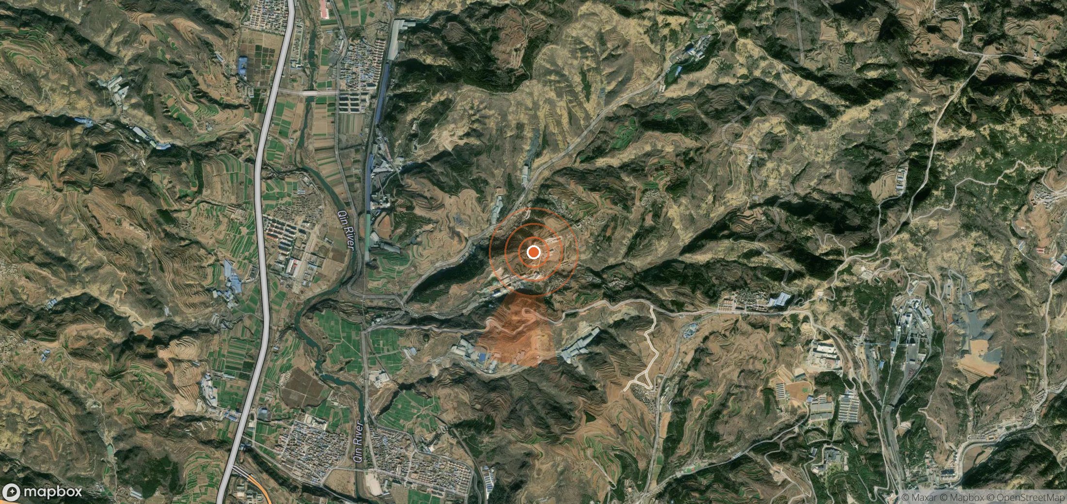 Mapa satelital de plumas de metano en China