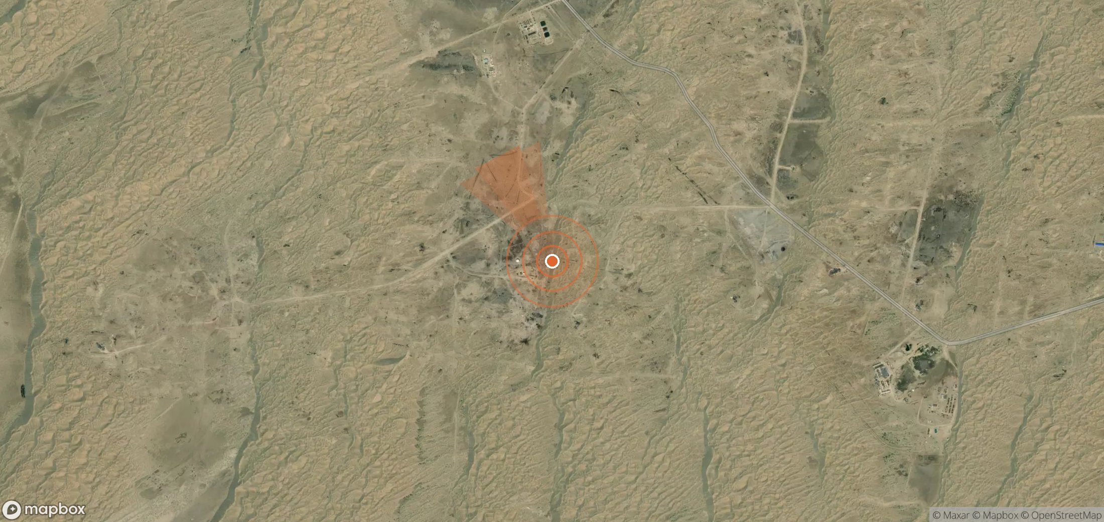Satellite map of methane plume locations in Turkmenistan