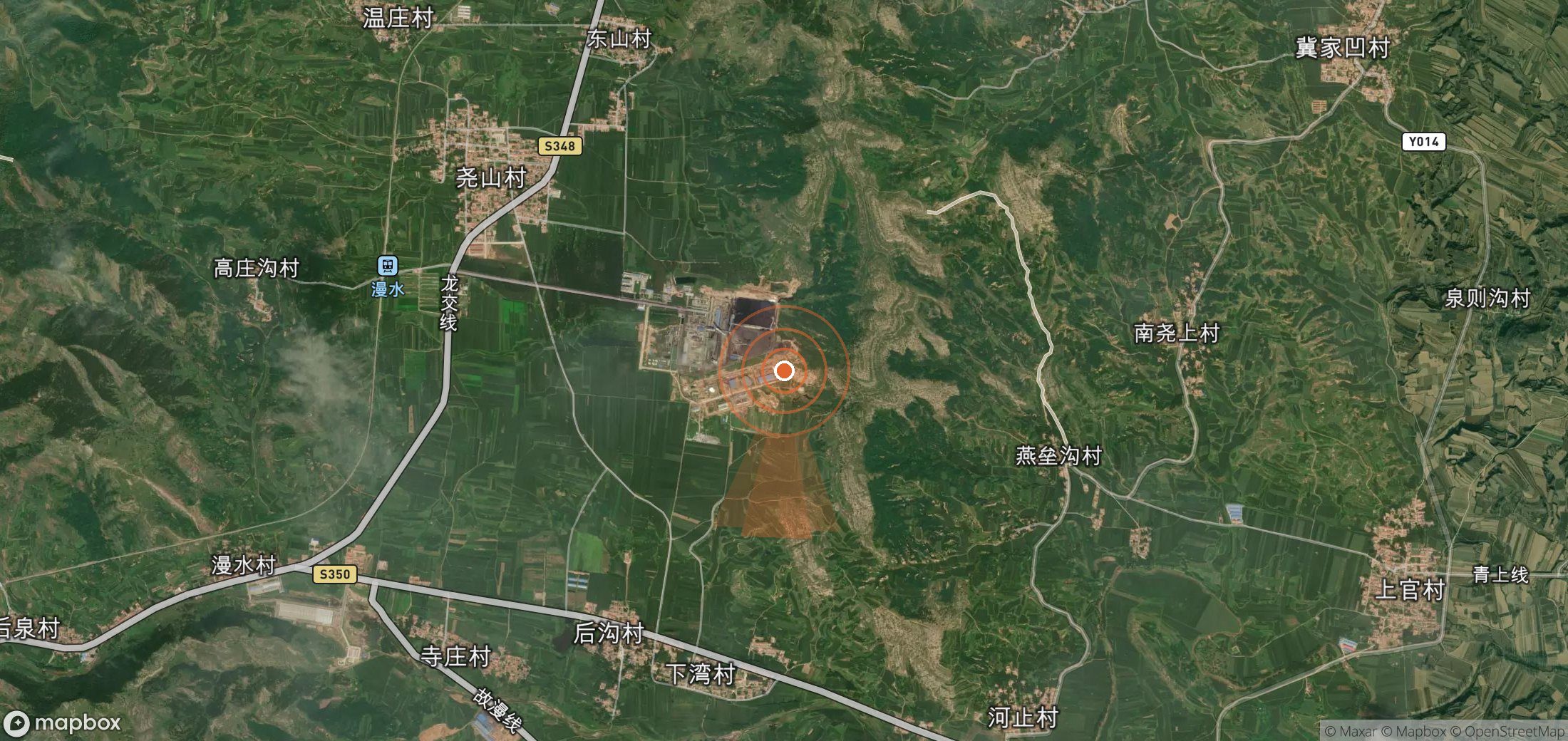 Mapa satelital de plumas de metano en China