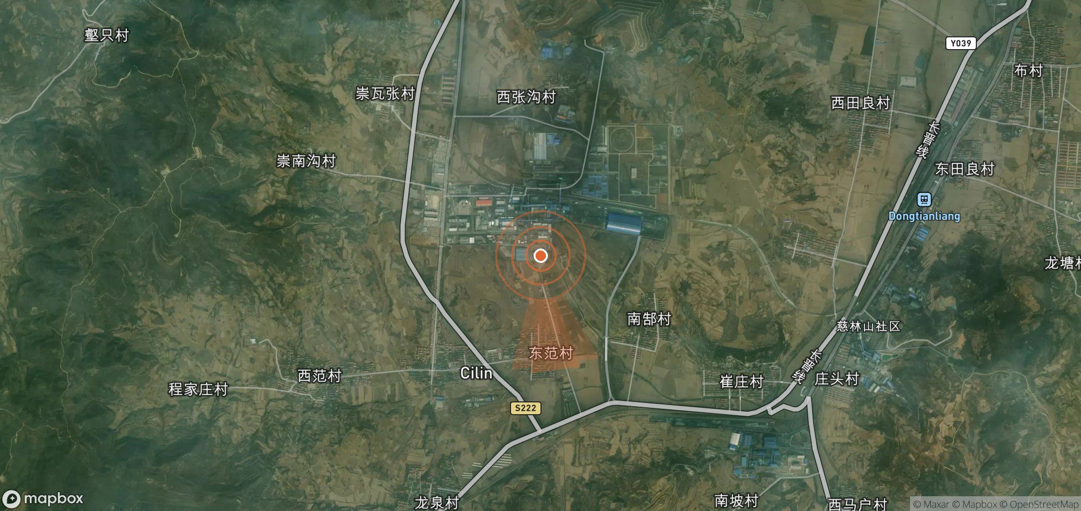 Mapa satelital de plumas de metano en China