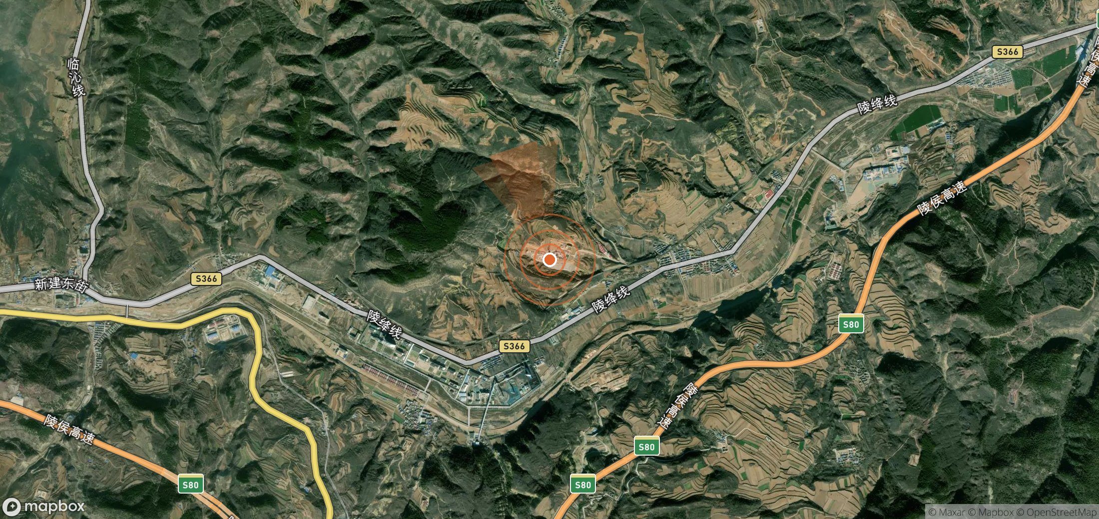 Mapa satelital de plumas de metano en China