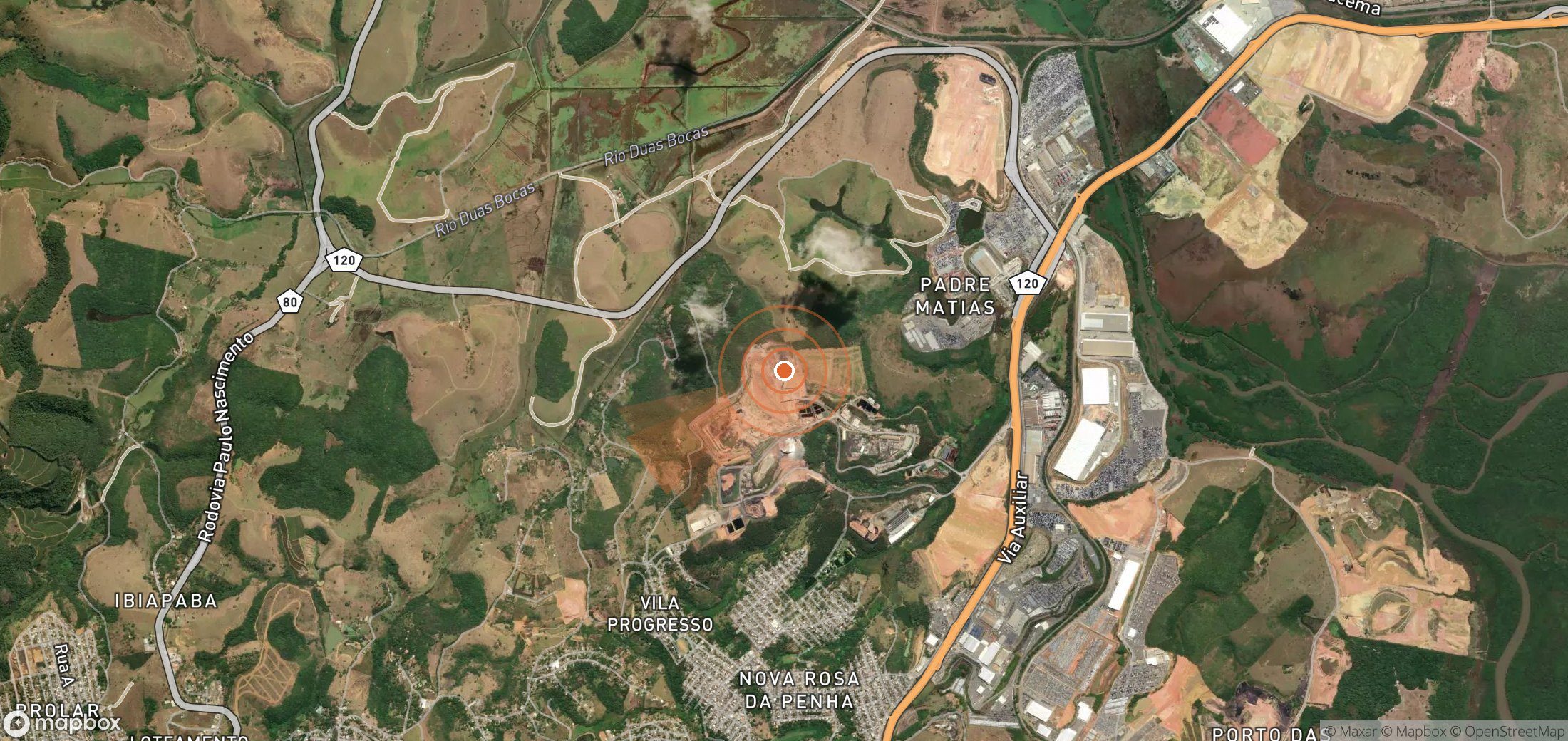 Satellite map of methane plume locations in Brazil