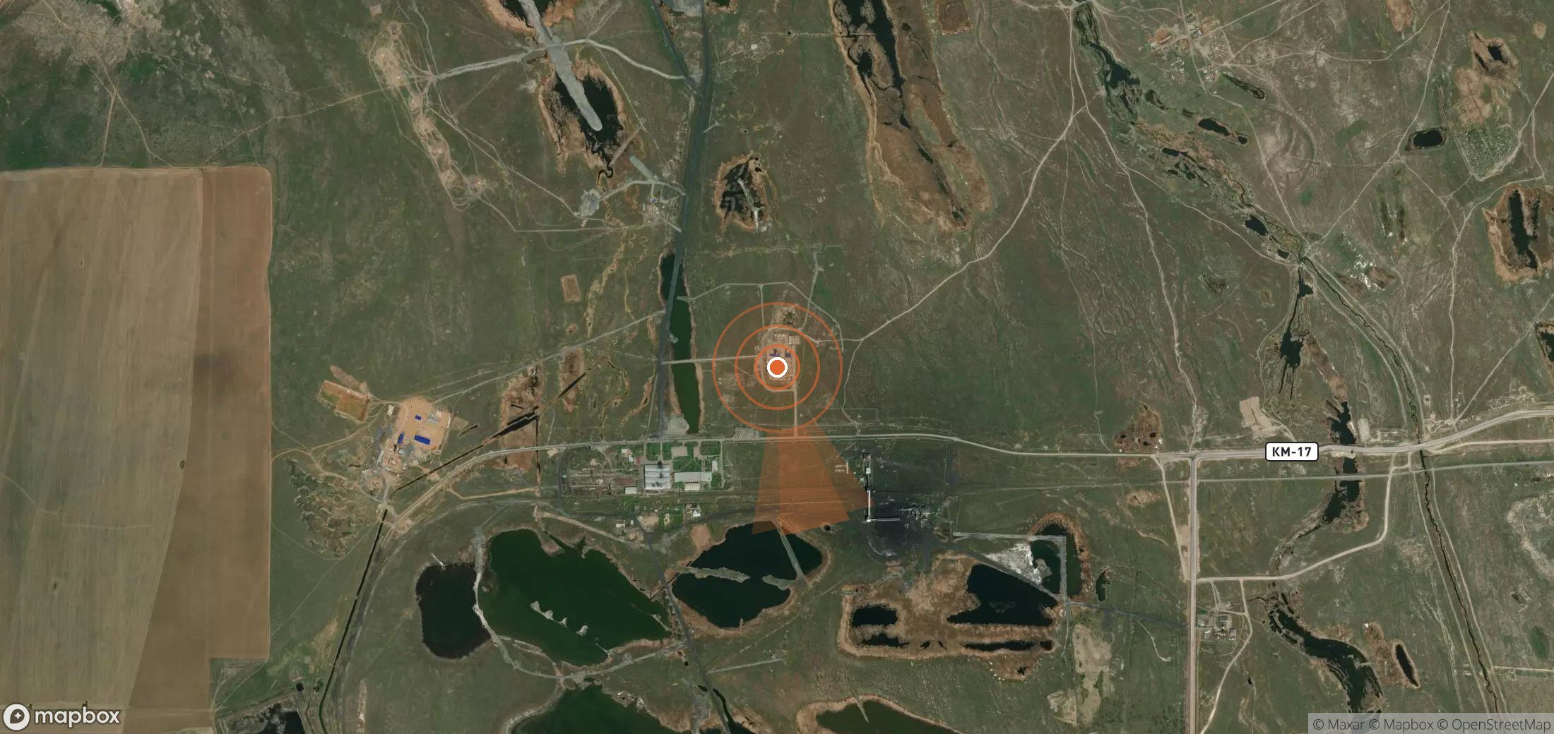Satellite map of methane plume locations in Kazakhstan