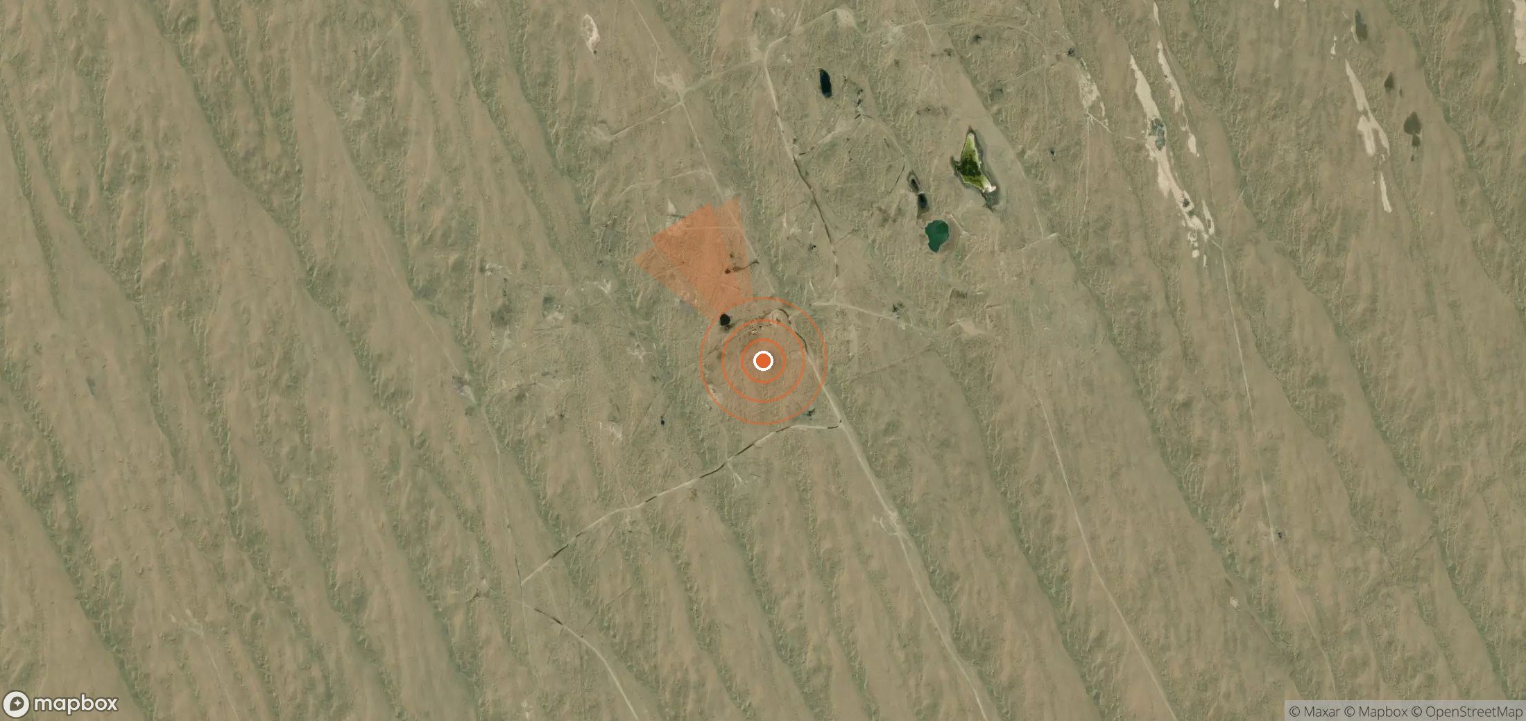 Mapa satelital de plumas de metano en Turkmenistán