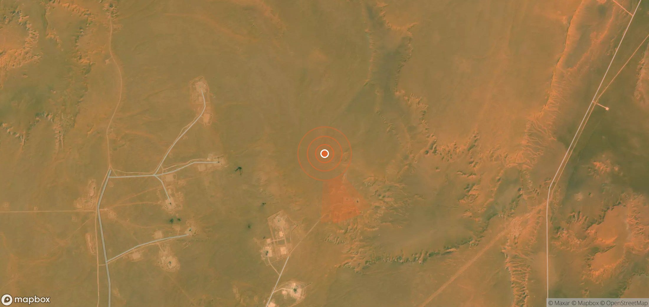 Satellite map of methane plume locations in Algeria