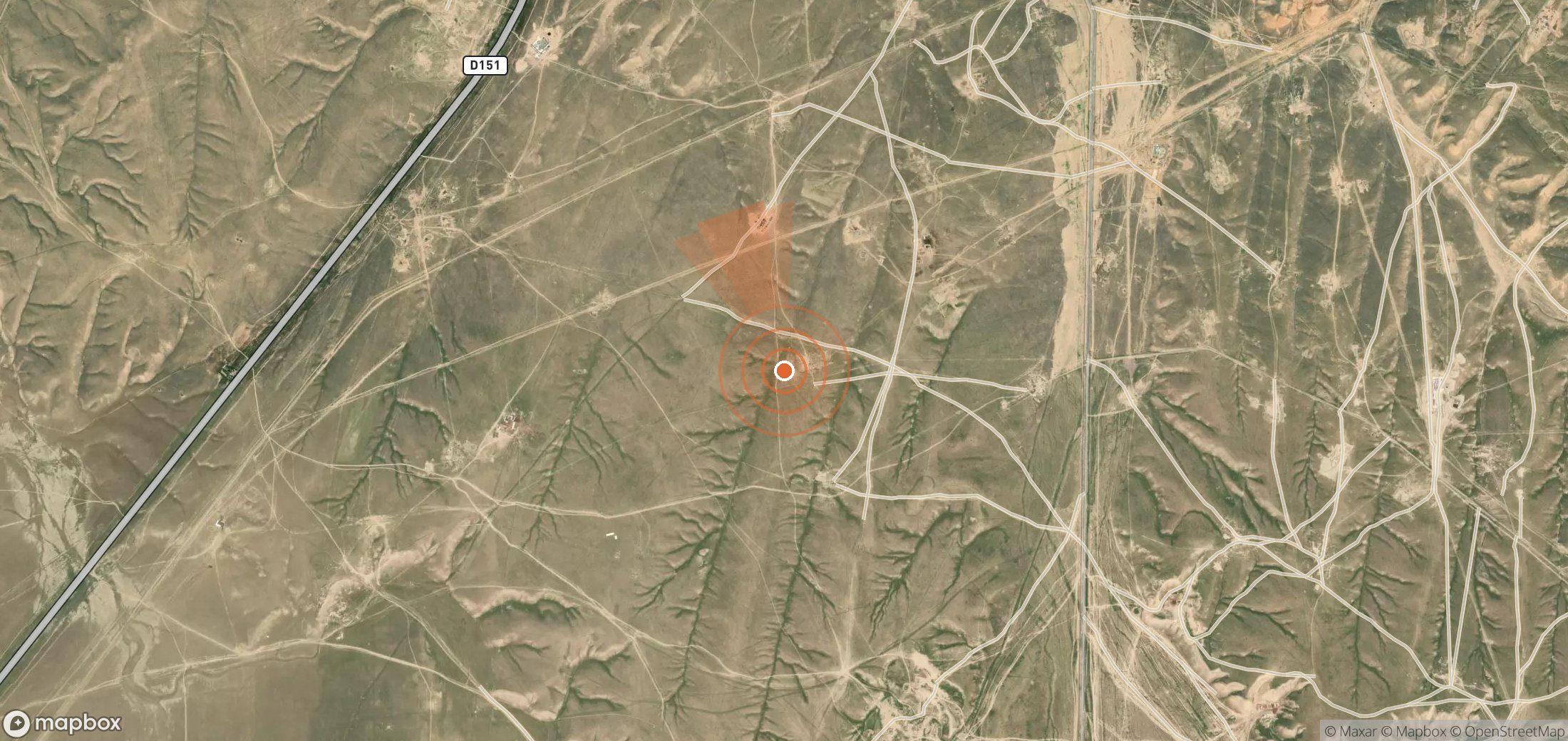 Satellite map of methane plume locations in Uzbekistan