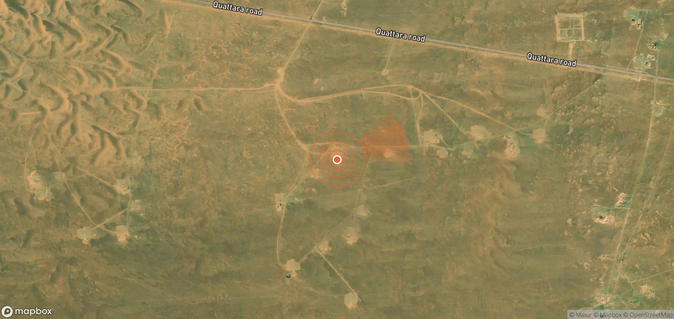 Satellite map of methane plume locations in Egypt