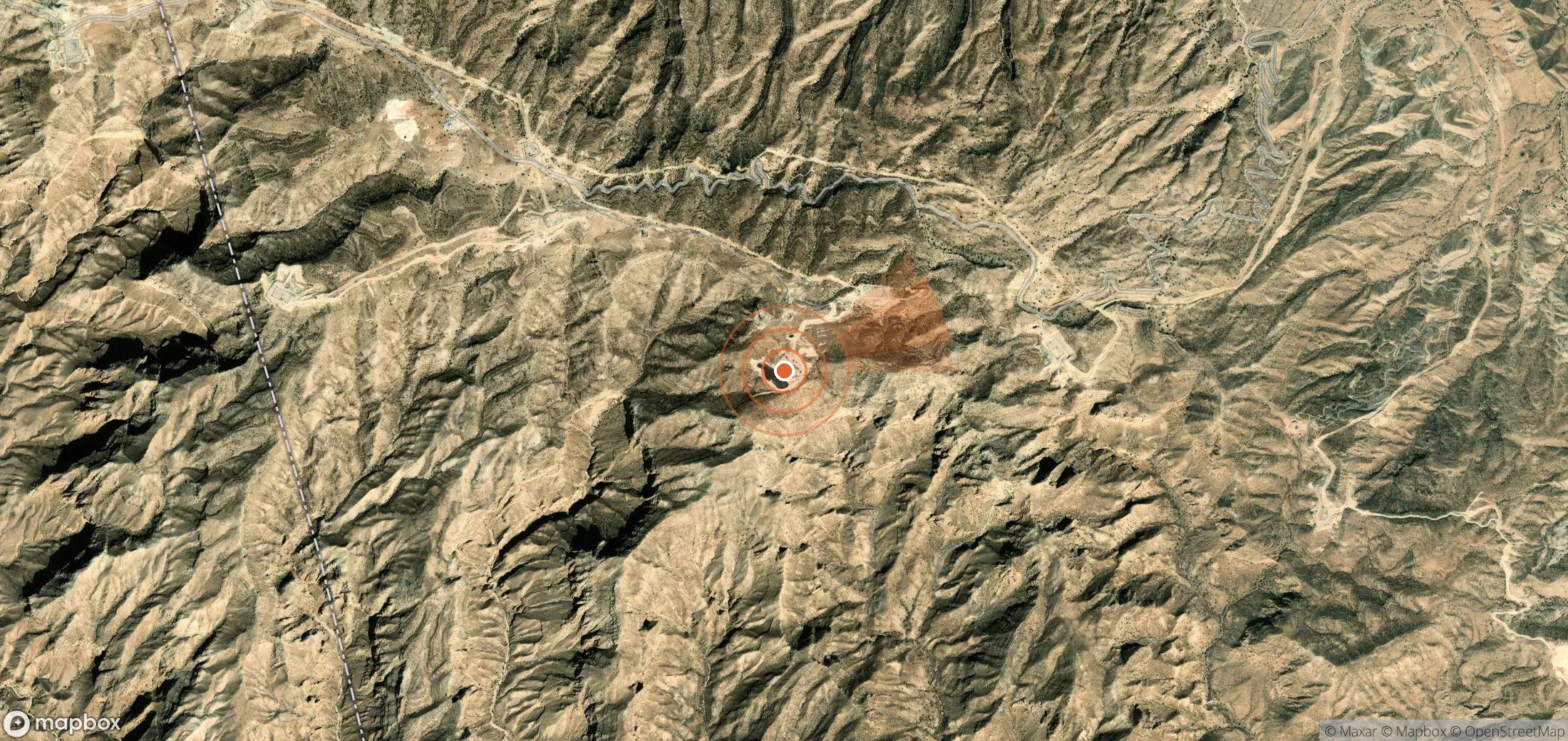 Satellite map of methane plume locations in Iran