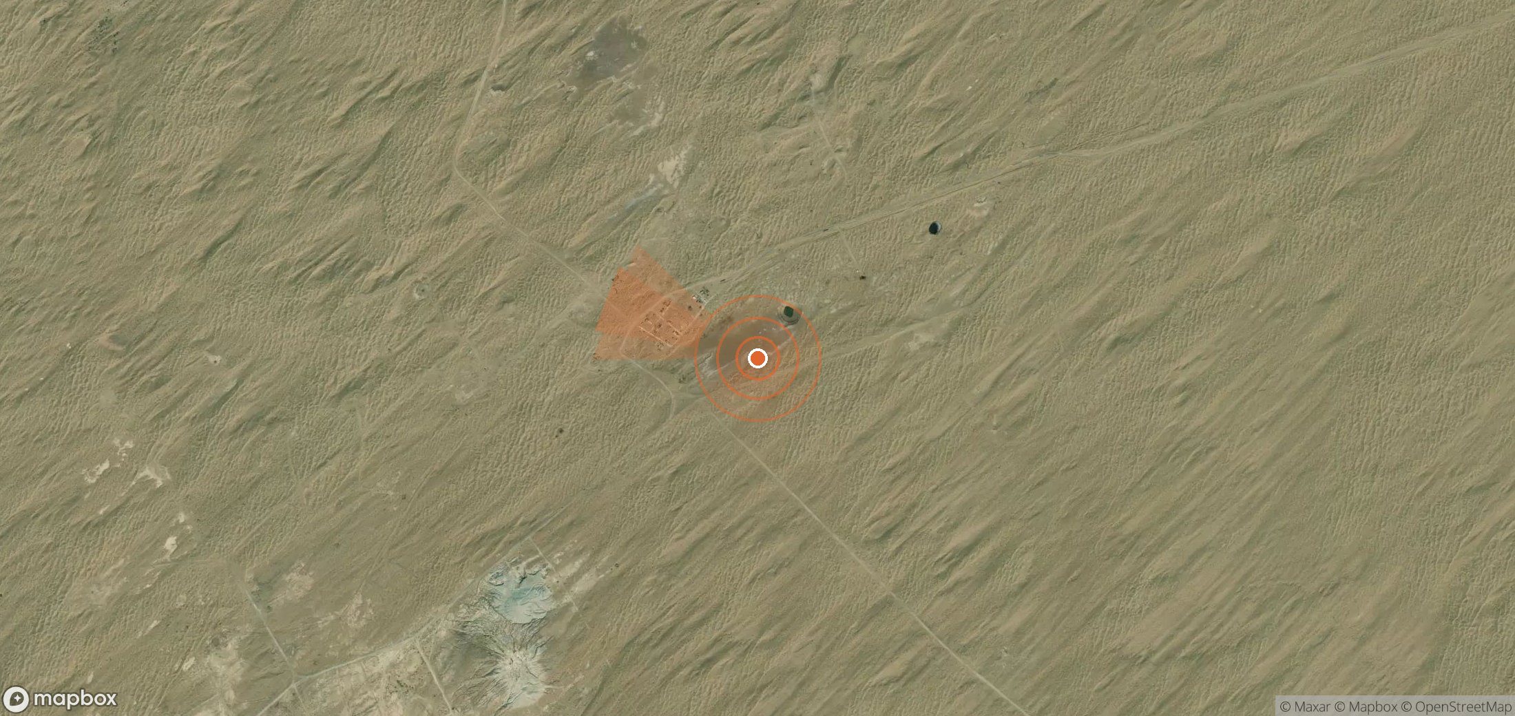 Satellite map of methane plume locations in Turkmenistan