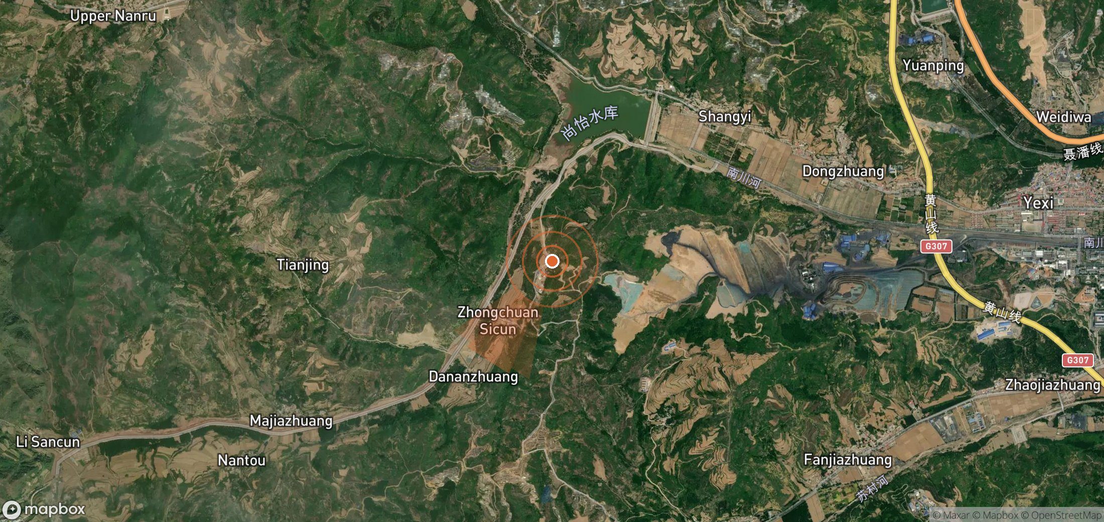 Mapa satelital de plumas de metano en China