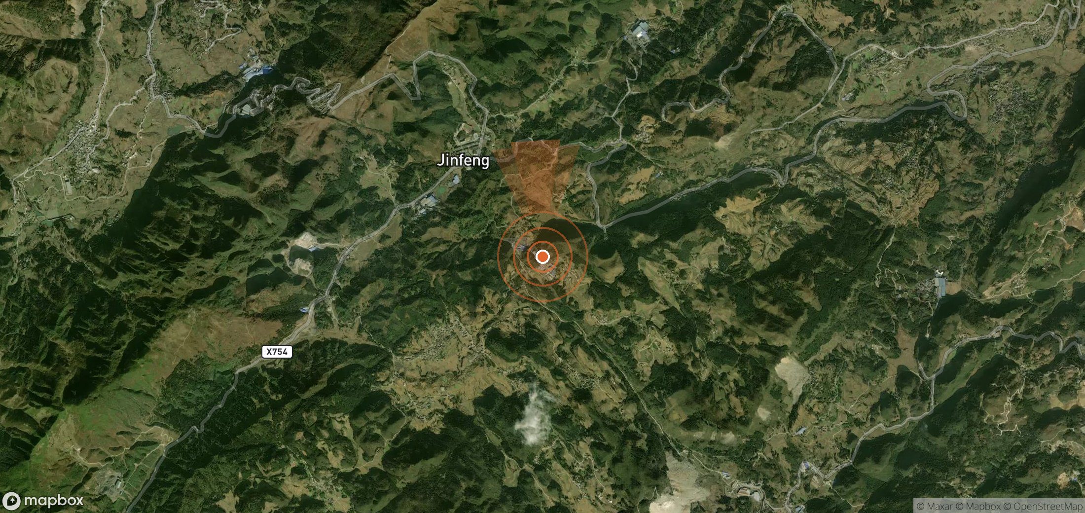 Satellite map of methane plume locations in China