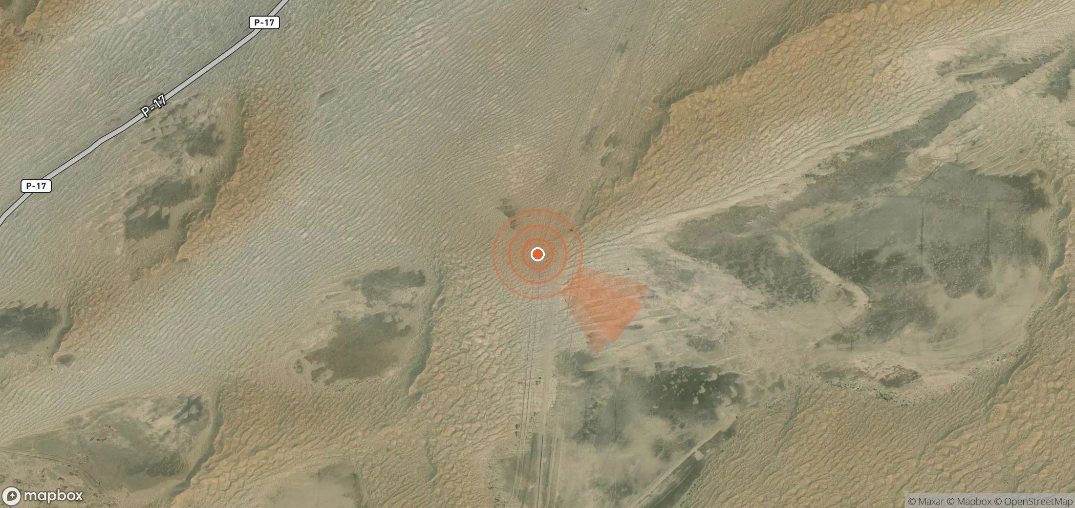 Satellite map of methane plume locations in Turkmenistan