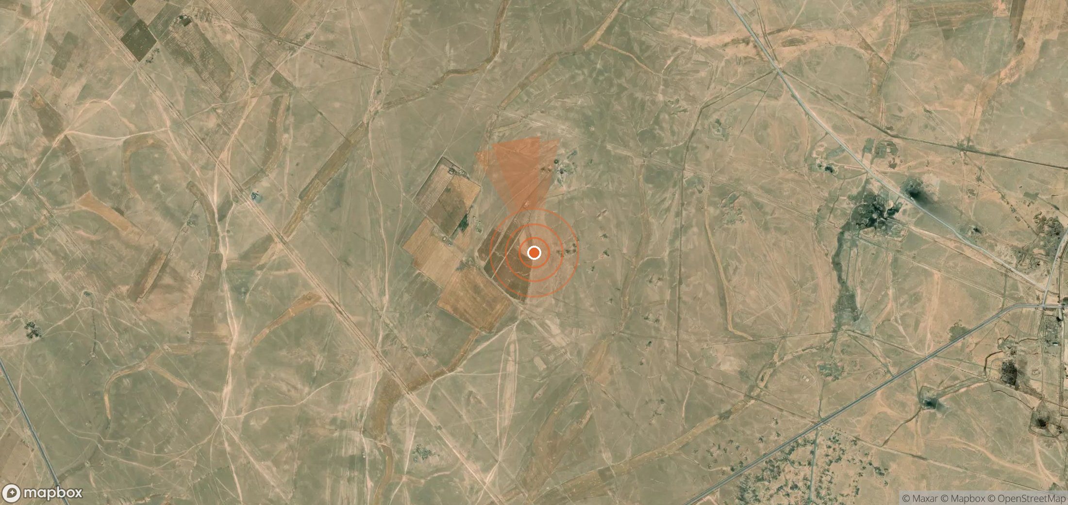 Satellite map of methane plume locations in Syria