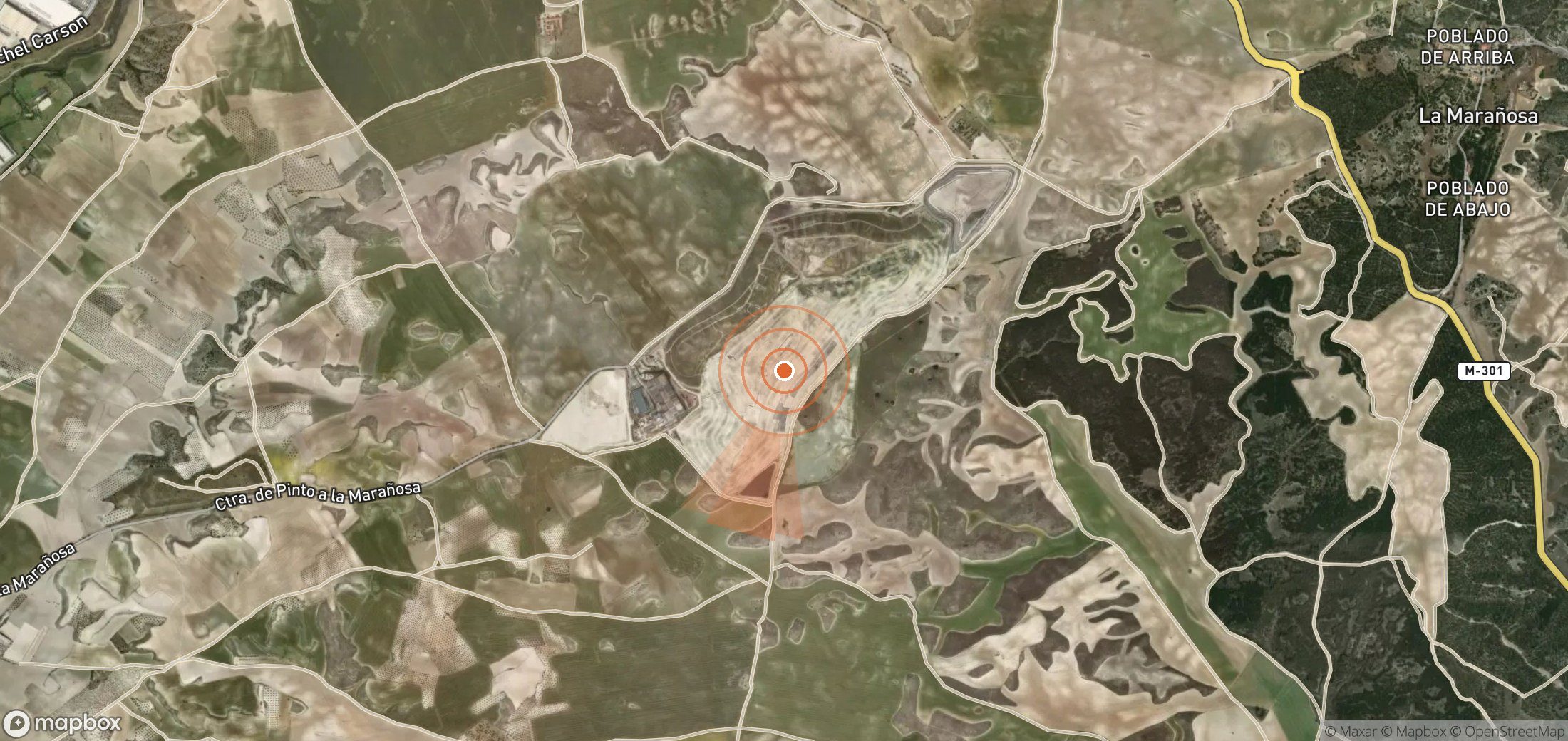 Mapa satelital de plumas de metano en España